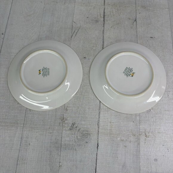 Julie Pople Avon COUNTRY FRUIT COLLECTION Porcelain Lemon Rim Saucers Set of 7 - Picture 5 of 16